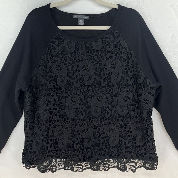 Adrianna Papell Lace Front Top Women's Size XXL Black - Picture 4 of 10